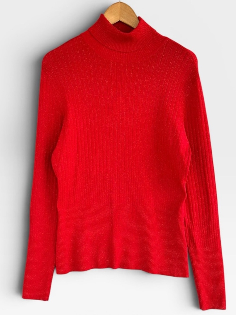 Worthington Red Ribbed Turtleneck Sweater